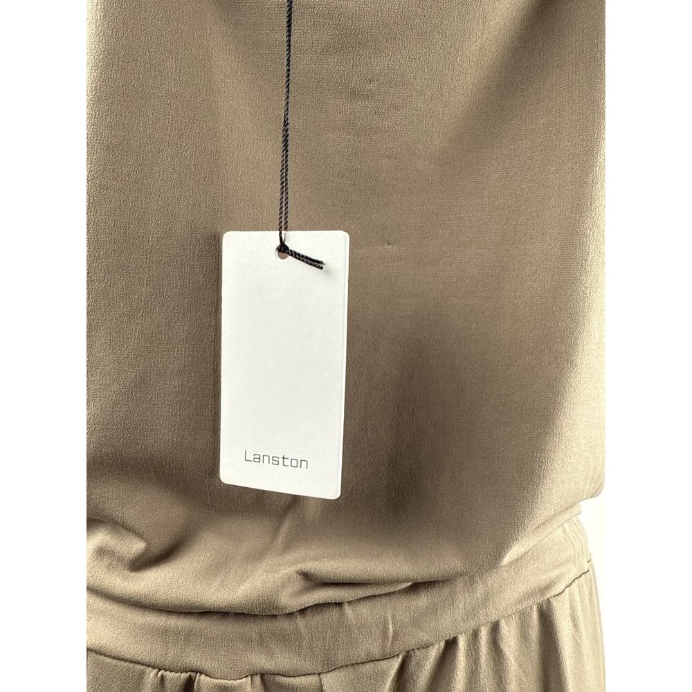 Lanston Women's Cowl Cami jumpsuit Pull On Drawstring Taupe 1912PH Size L - Picture 4 of 7